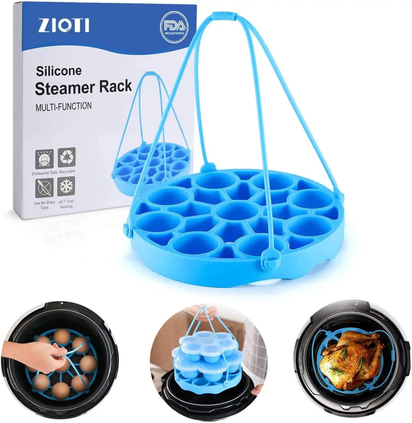 Amazon.com: Silicone Egg Rack, Steamer Rack Trivet With Handles Holds ...