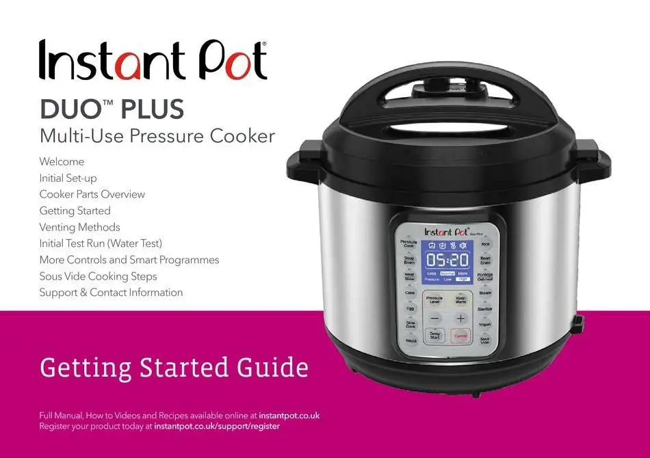 INSTANT POT DUO PLUS GETTING STARTED MANUAL Pdf Download ...
