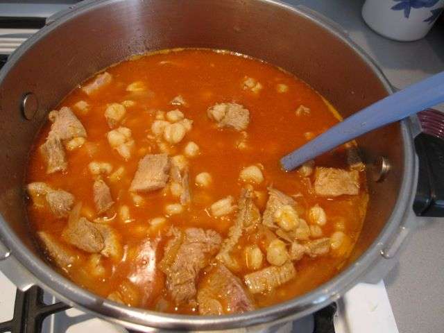 Posole with dried hominy cooked in the pressure cooker ...